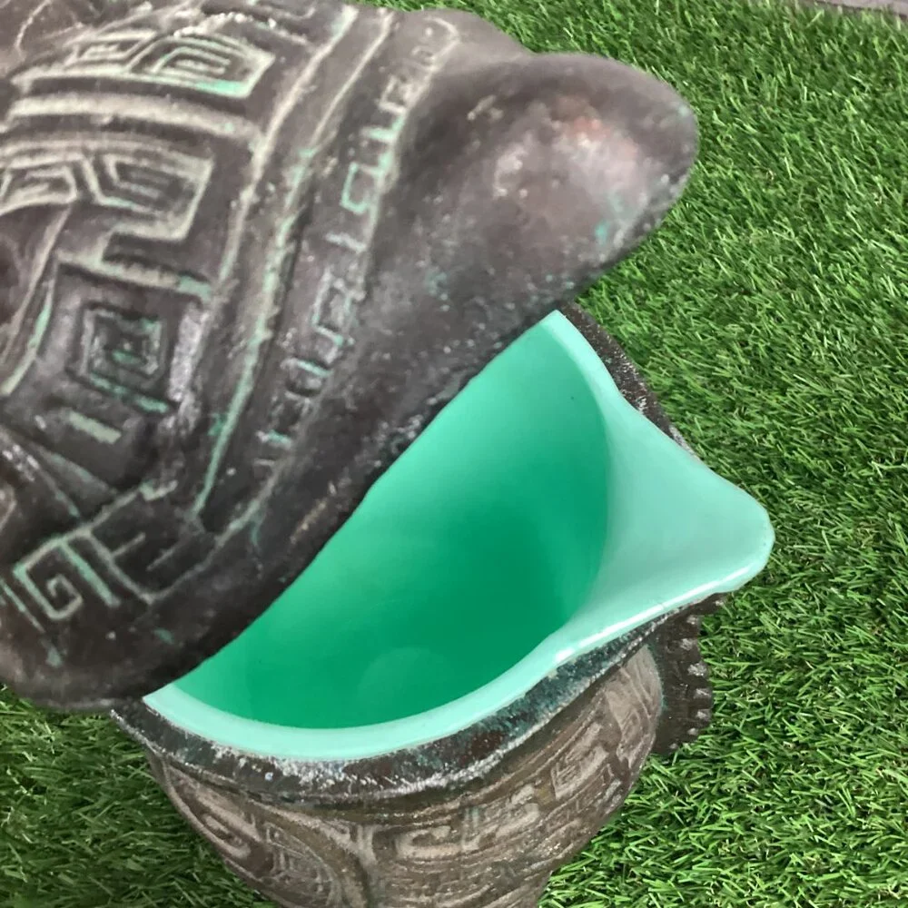 Vintage JAMES MONT Style Verdigris Mid-Century Asian Pitcher